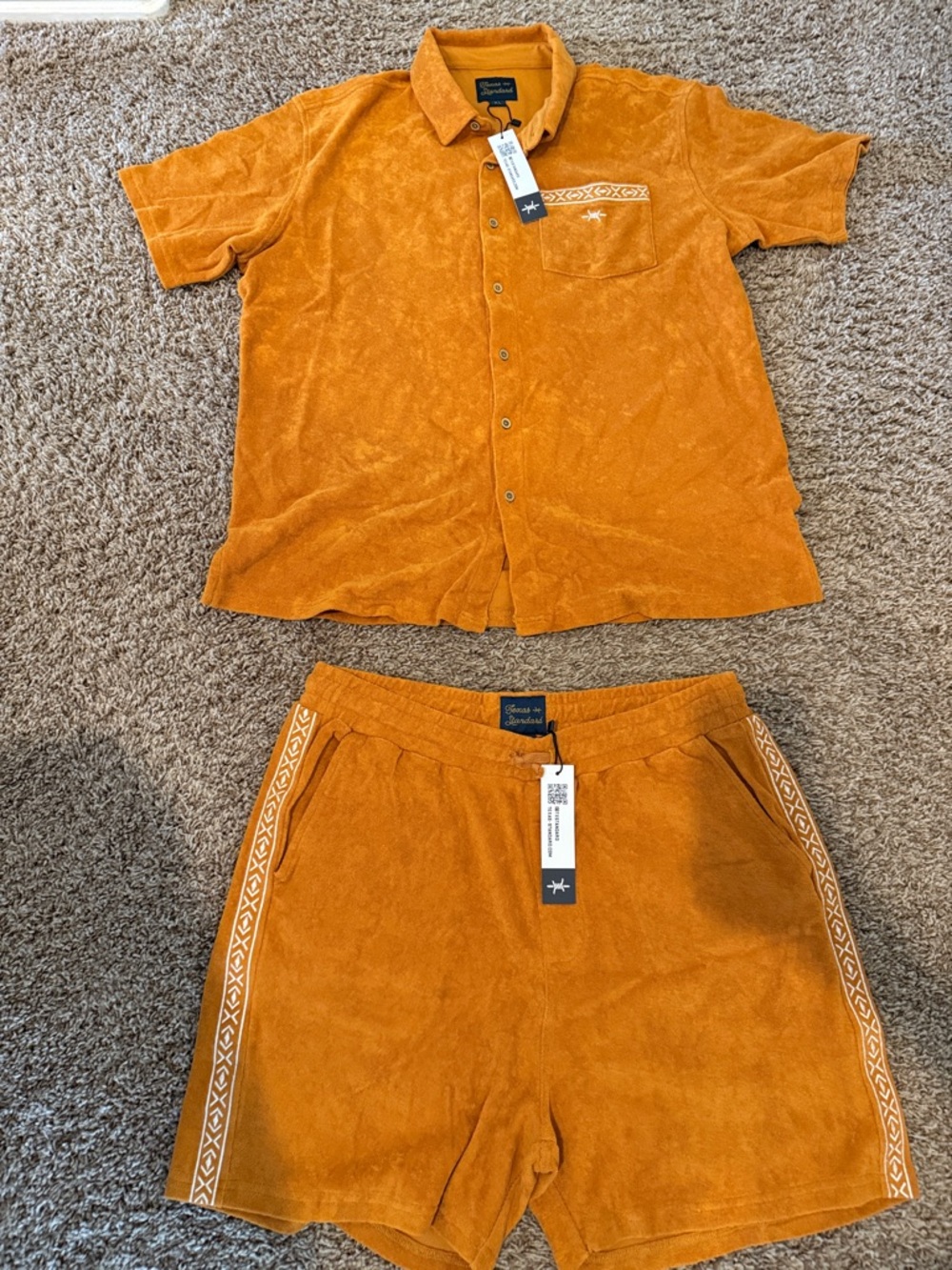 Texas Standard Burnt Orange Terry Cloth Short Set